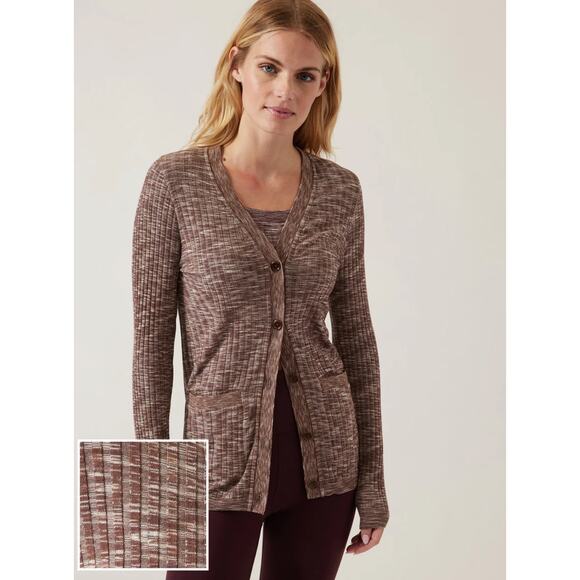 Athleta Revolve Cardigan Sweater Stretch Ribbed Button Down V-Neck Small EUC - Picture 2 of 13